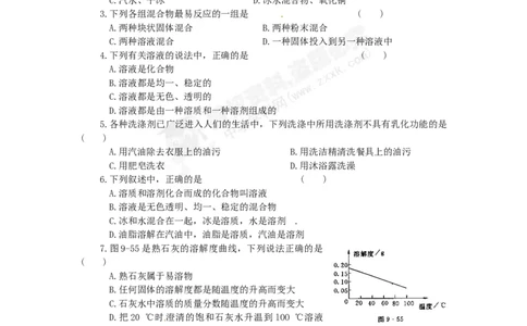 （人教版）九年级下册：第9单元溶液单元综合测试_初中化学_01.人教版初中化学_01.初中化学课件PPT--教案--试题_初中化学18年试卷_人教版九年级化学下册2018