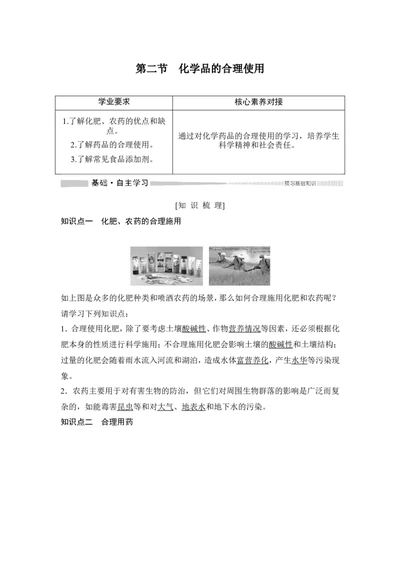 第二节化学品的合理使用_高化_2025春-人教版高中化学_02新版高中化学必修二_4.课件+导学案_第八章第二节　化学品的合理使用（导学案+课件）