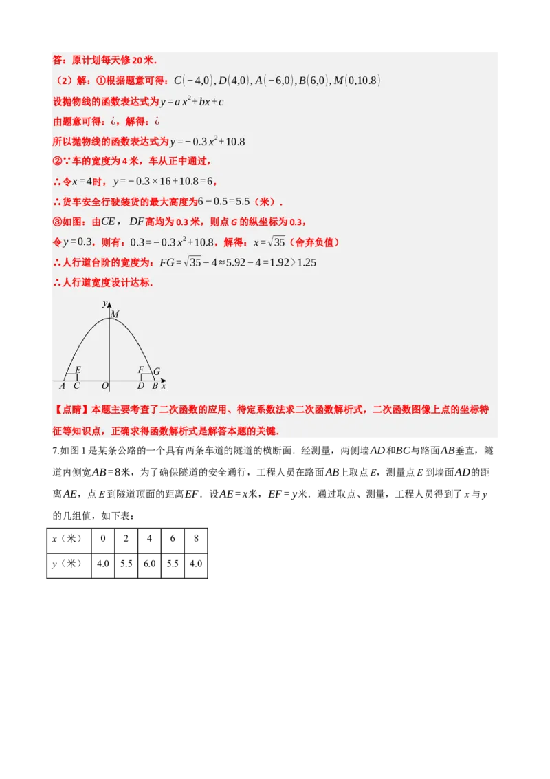 专题14二次函数的应用（解析版）_中考数学一轮复习word_解析版