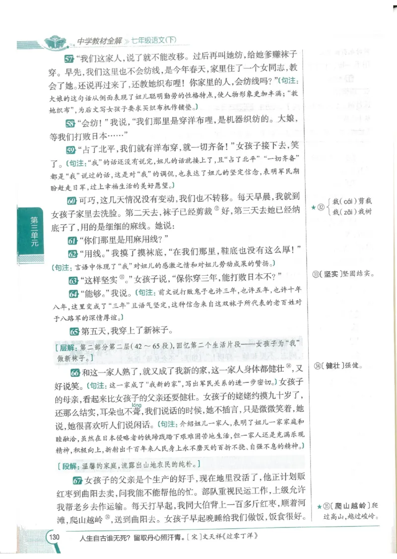 2025版《初中教材全解》语文七下_新人教版七下语文学习资料包_13.配套教辅练习