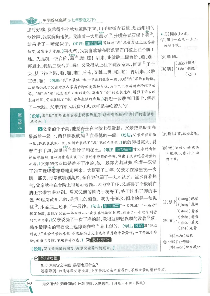2025版《初中教材全解》语文七下_新人教版七下语文学习资料包_13.配套教辅练习