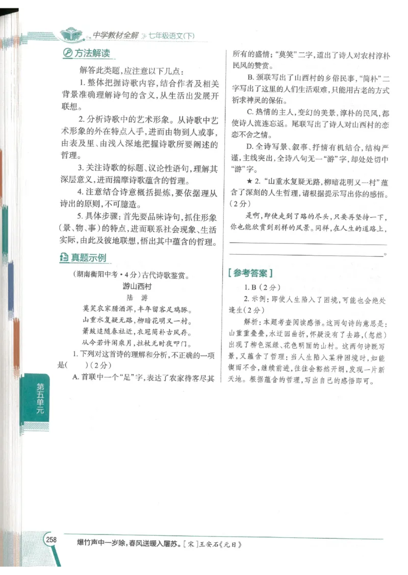 2025版《初中教材全解》语文七下_新人教版七下语文学习资料包_13.配套教辅练习