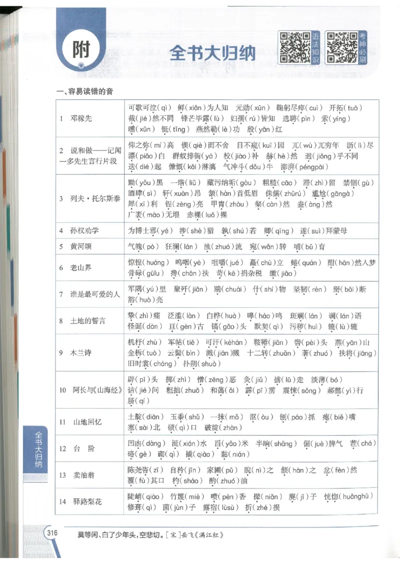 2025版《初中教材全解》语文七下_新人教版七下语文学习资料包_13.配套教辅练习