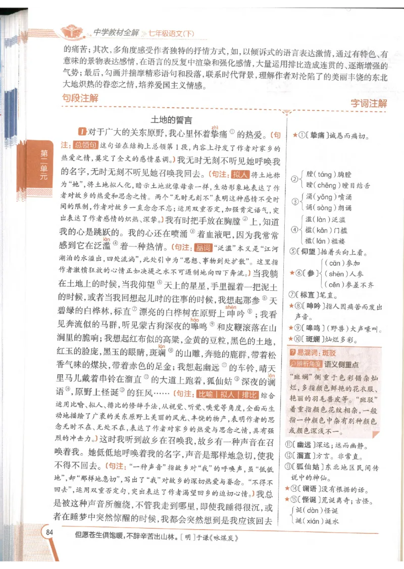 2025版《初中教材全解》语文七下_新人教版七下语文学习资料包_13.配套教辅练习