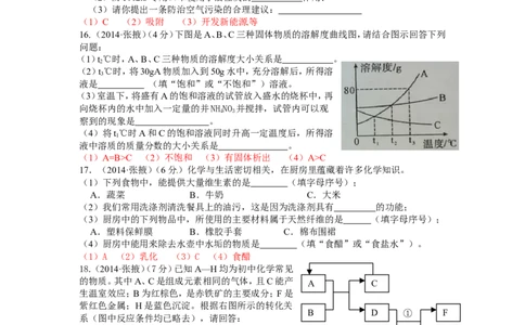 甘肃省张掖市2015年中考化学试题（word版，含答案）_初中化学_01.人教版初中化学_01.初中化学课件PPT--教案--试题_初中化学18年试卷_人教版九年级化学下册2018