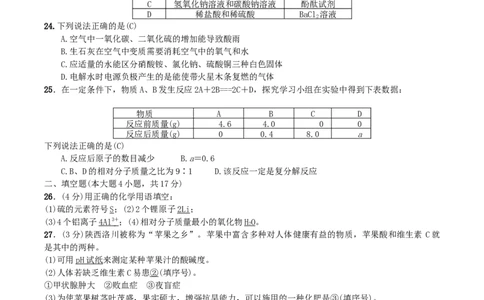 第25讲2016年中考化学模拟试卷二_初中化学_01.人教版初中化学_10.初中化学知识点_初中最全化学知识点归纳总结