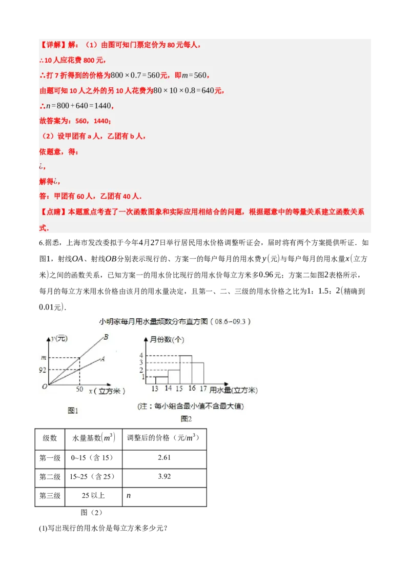 专题11一次函数的应用（解析版）_中考数学一轮复习word_解析版