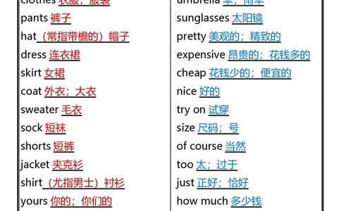 2025春新版四年级下册英语重点知识：单词英汉对照表_26春四年级上下册人教版_四上英语合集人教版PEP英语四年级上册新教材（教学视频+课件+动画+音频+练习+教案）_20知识点总结