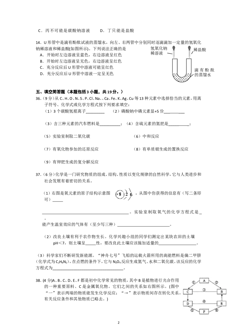 湖北省黄冈市2012届九年级4月调研考试（化学）_初中化学_01.人教版初中化学_01.初中化学课件PPT--教案--试题_初中化学全套_化学试题