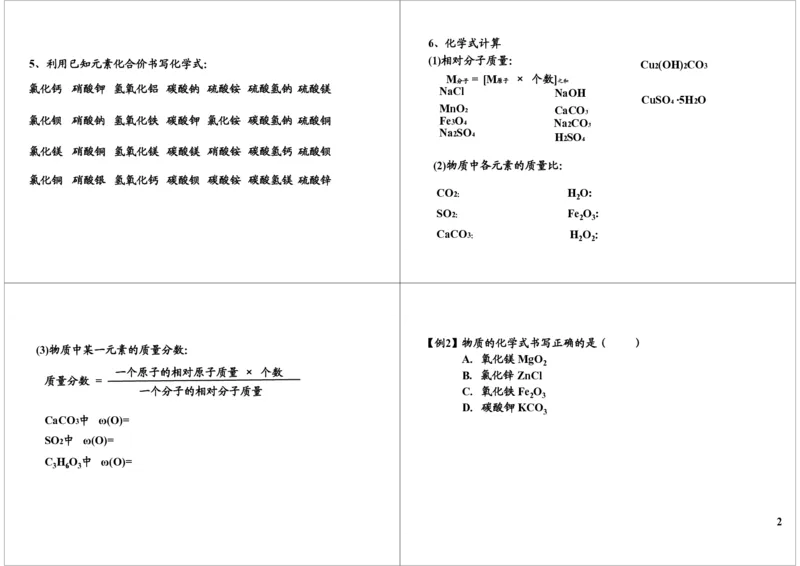 物质构成的奥秘-常用的化学符号知识精讲（化学式的书写及基本计算）_初中化学_01.人教版初中化学_02.初中化学教学视频_2.初中化学--教学视频--带讲义