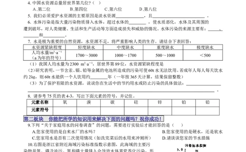 课题4爱护水资源_初中化学_01.人教版初中化学_01.初中化学课件PPT--教案--试题_初中化学18年试卷_人教版九年级化学上册2018_九年化学（人教版上册）练习册人(全单元期中期末)
