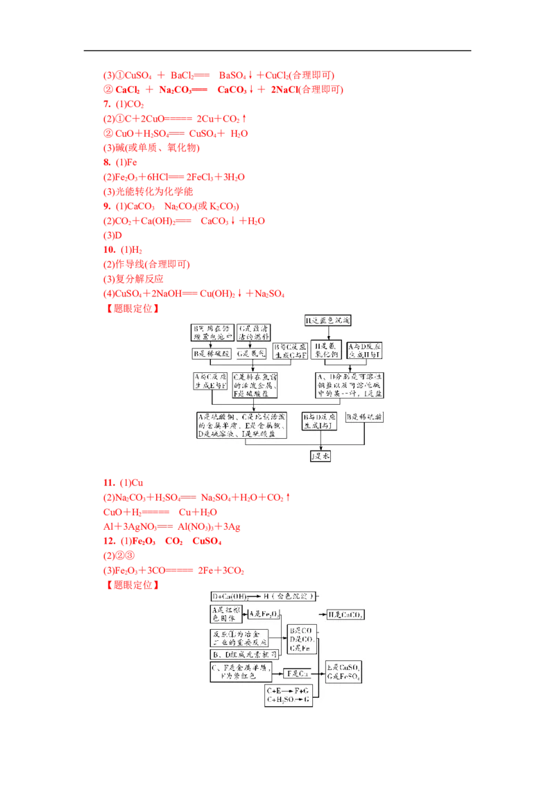 满分特训2018年中考化学专题复习重点题型突破题型四物质的转化与推断_初中化学_01.人教版初中化学_07.初中化学中考总复习_满分特训2018年中考化学专题复习分类集训