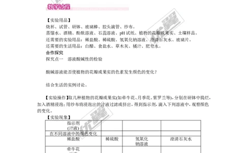 实验活动7溶液酸碱性的检验_初中化学_01.人教版初中化学_01.初中化学课件PPT--教案--试题_初中化学全套(课件--教案--配套)_18年初中化学9年级下_18春九化下(RJ)--2.精品教案