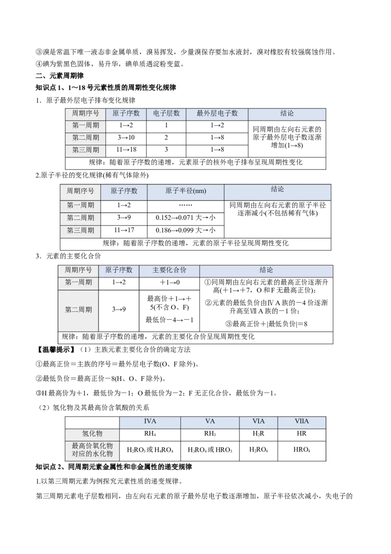 第四章物质结构元素周期律（单元知识清单）-（人教版2019必修第一册）_高化_595801221724高中化学新人教版选择性必修一二三电子版教案PPT课件高中试卷_必修一册（人教版）_知识清单