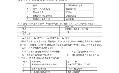 十二单元_化学与社会测试题_初中化学_01.人教版初中化学_01.初中化学课件PPT--教案--试题_初中化学&mdash;课件&mdash;教案&mdash;试题-推荐_9年级下课件教案试题_9年级下试题_第12单元