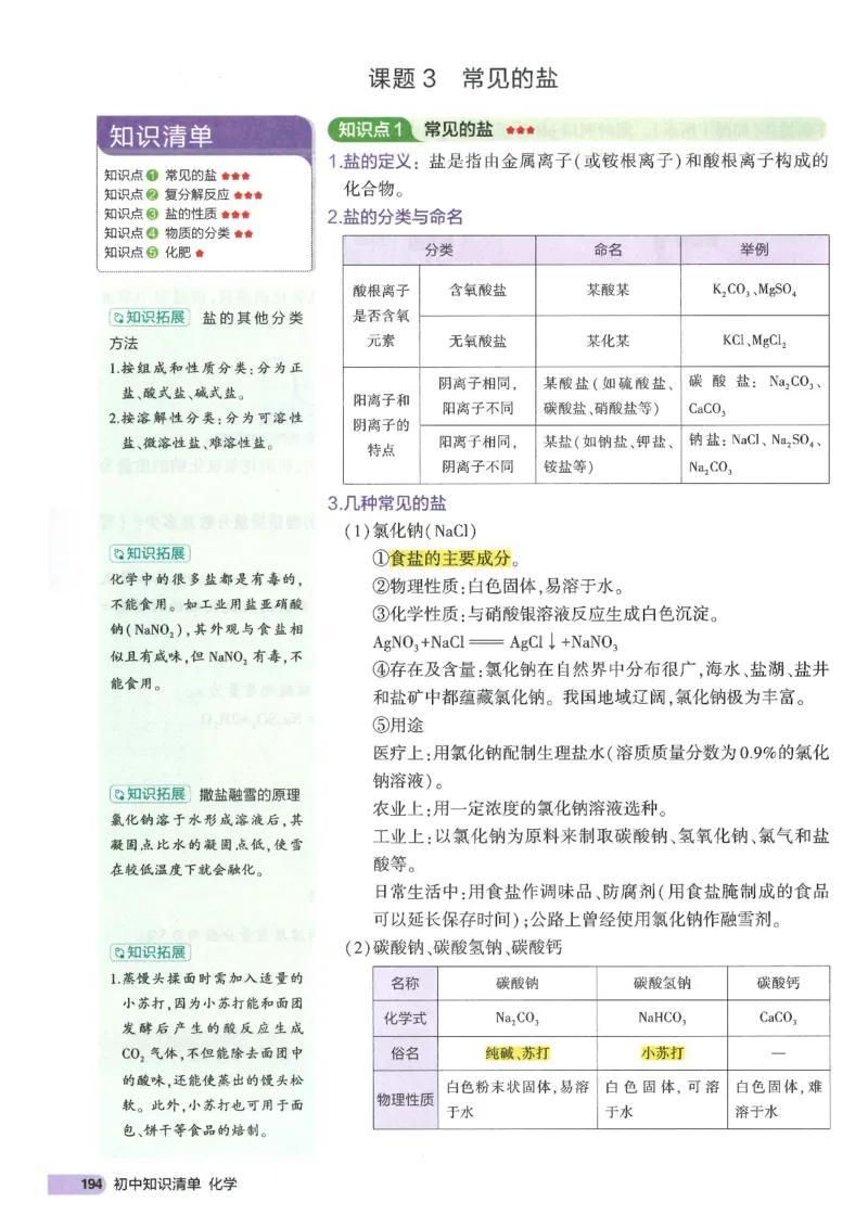 2025版53初中知识清单化学_初中全科《53初中知识清单》2025版