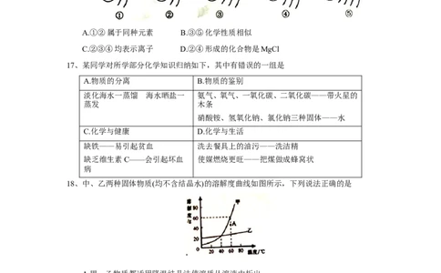 山东省泰安市2018年中考化学试题（word版，含答案）_初中化学_01.人教版初中化学_06.初中化学中考真题
