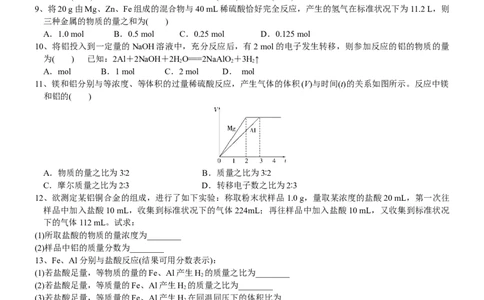 课时3.10物质的量在化学方程式计算中的应用-2020-2021学年高一化学必修第一册精品讲义（新教材人教版）_高化_2025春-人教版高中化学_01新版高中化学必修一_5.精品讲义