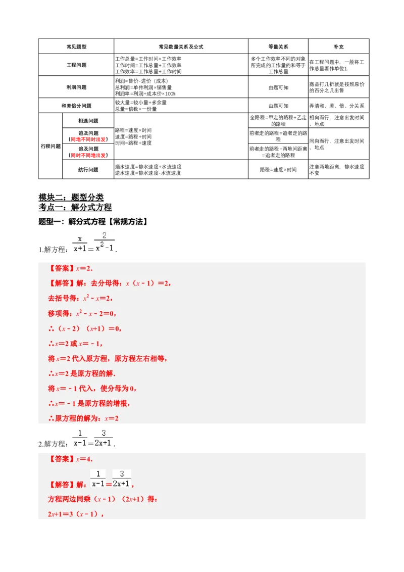 专题06分式方程（解析版）_中考数学一轮复习word_解析版