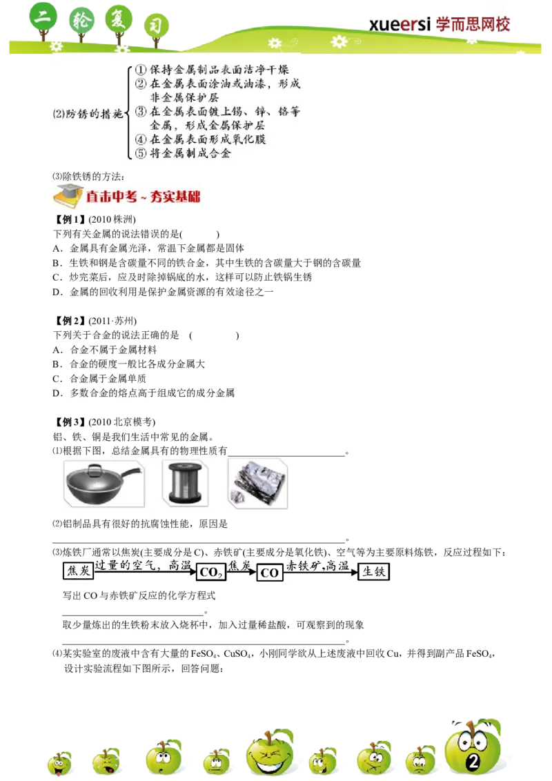 第5讲_初中化学_01.人教版初中化学_03.初中化学专项视频_[7975]2013年初三化学中考总复习15讲_第5讲金属和金属材料（一）