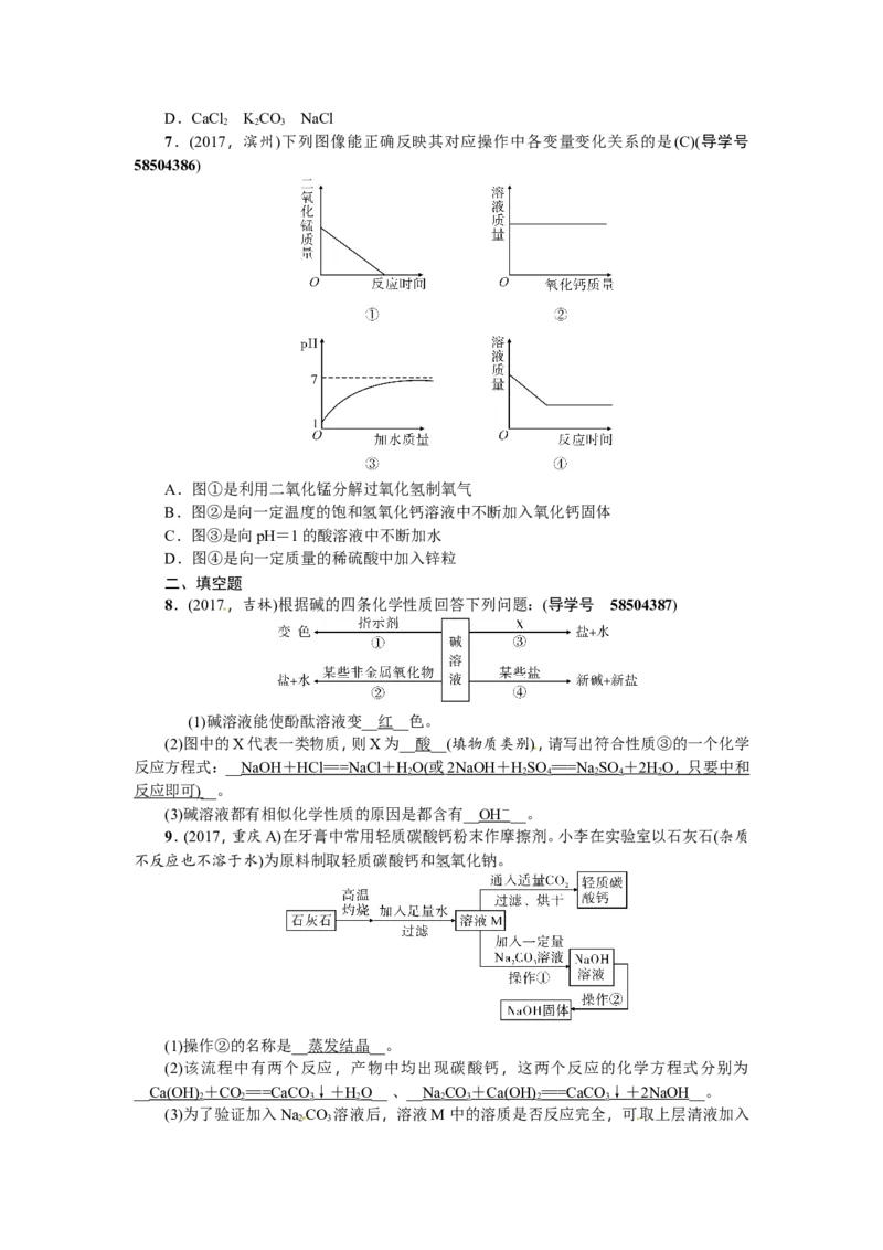 小专题四酸、碱、盐的化学性质及转化_初中化学_01.人教版初中化学_07.初中化学中考总复习_2018年（聚焦新中考）人教版