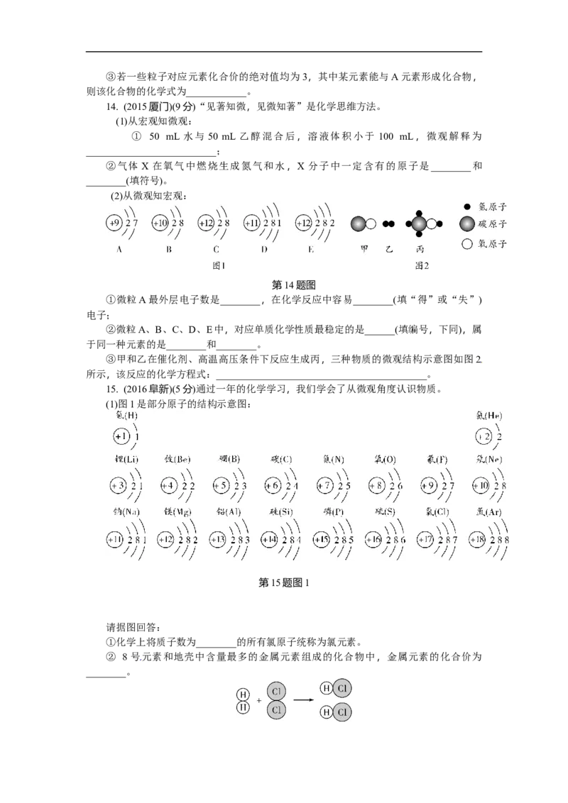 满分特训2018年中考化学专题复习分类集训专题九　物质的分类　微粒构成物质_初中化学_01.人教版初中化学_07.初中化学中考总复习