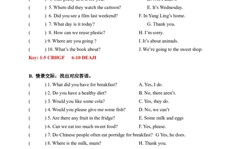 期末易错题分类汇编情景交际六年级下册（答案版）_专项练习