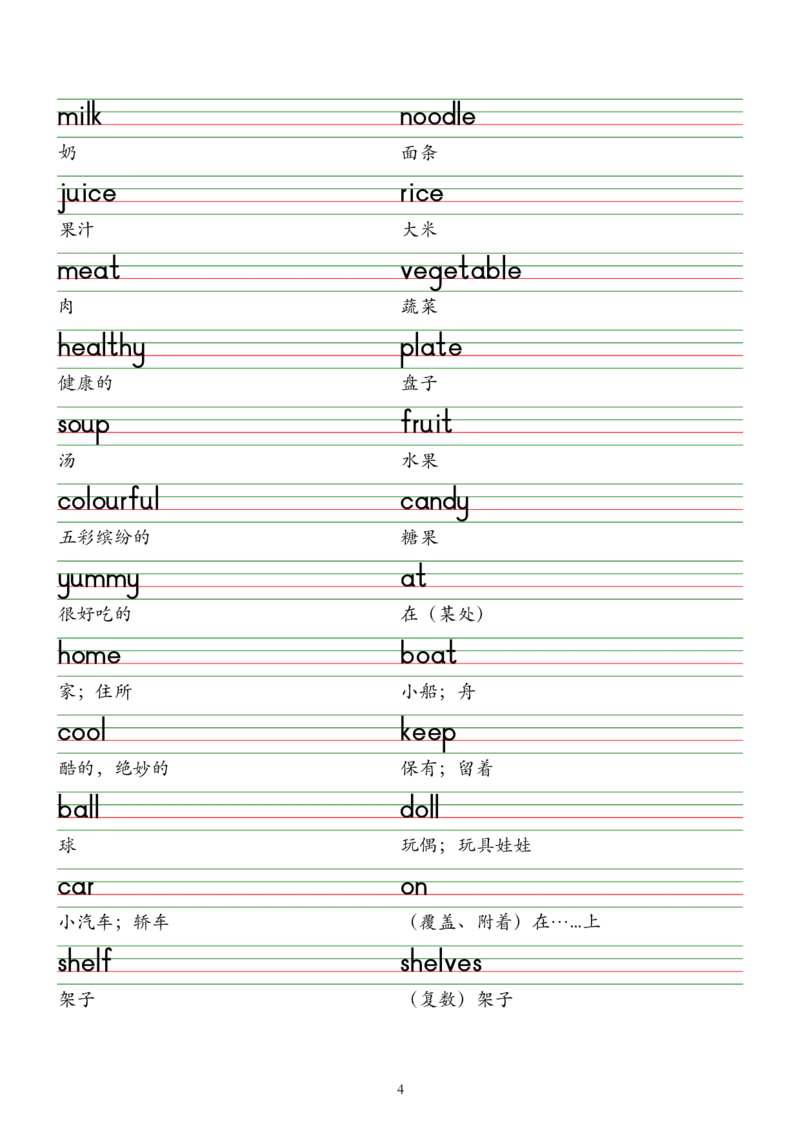 2025春新版三下人教pep版单词棒棒体字帖-Unit1-6_26春四年级上下册人教版_四上英语合集人教版PEP英语四年级上册新教材（教学视频+课件+动画+音频+练习+教案）_17练习资料