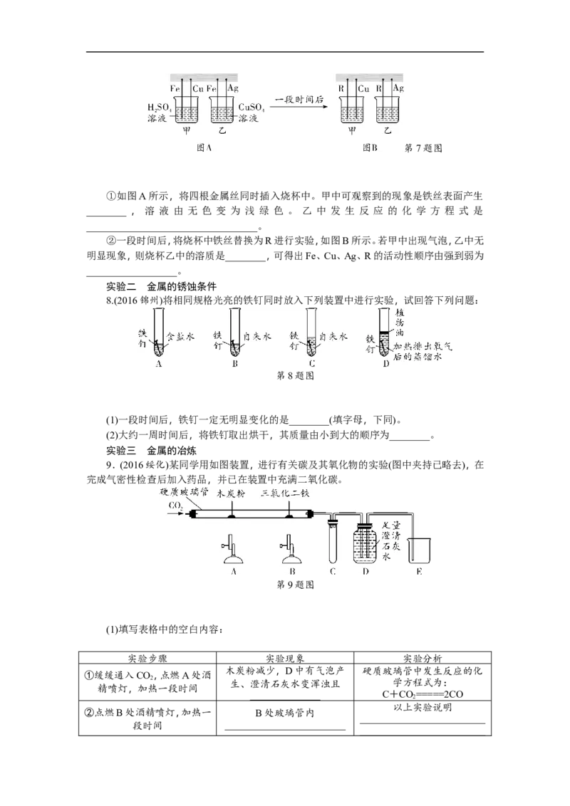 满分特训2018年中考化学专题复习重点题型突破题型六教材基础实验_初中化学_01.人教版初中化学_07.初中化学中考总复习_满分特训2018年中考化学专题复习分类集训
