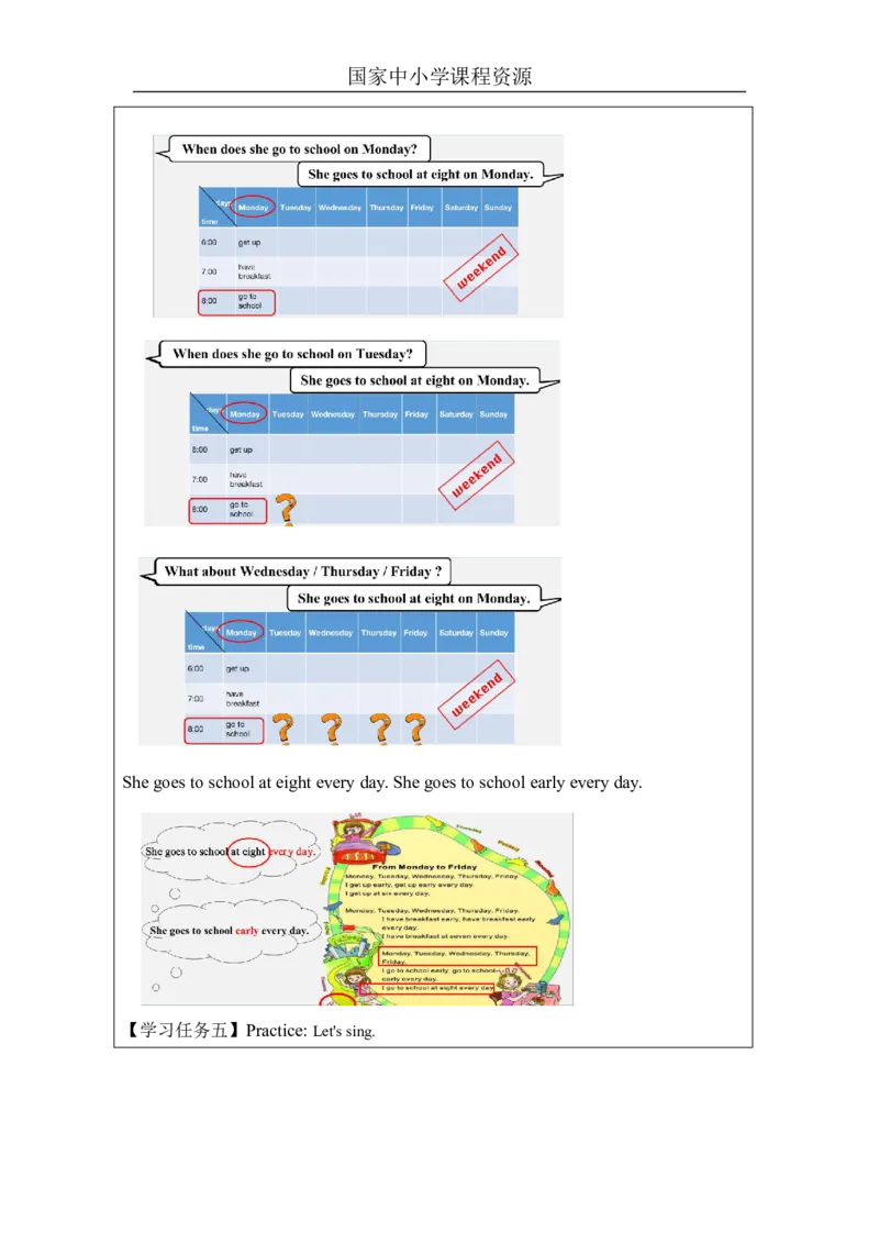 22Unit7It'sTuesday.PartC_国家课_学习任务单_26春四年级上下册人教版_四上英语合集人教版PEP英语四年级上册新教材（教学视频+课件+动画+音频+练习+教案）_17练习资料_《小学英语》