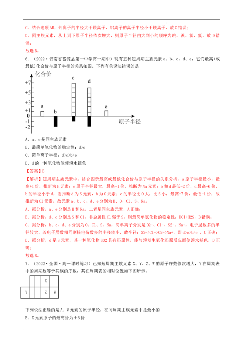 第四章单元检测（习题）-名课堂精选2022-2023学年高一化学同步精品备课系列（人教版2019必修第一册）（解析版）_高化_2025春-人教版高中化学_01新版高中化学必修一_习题