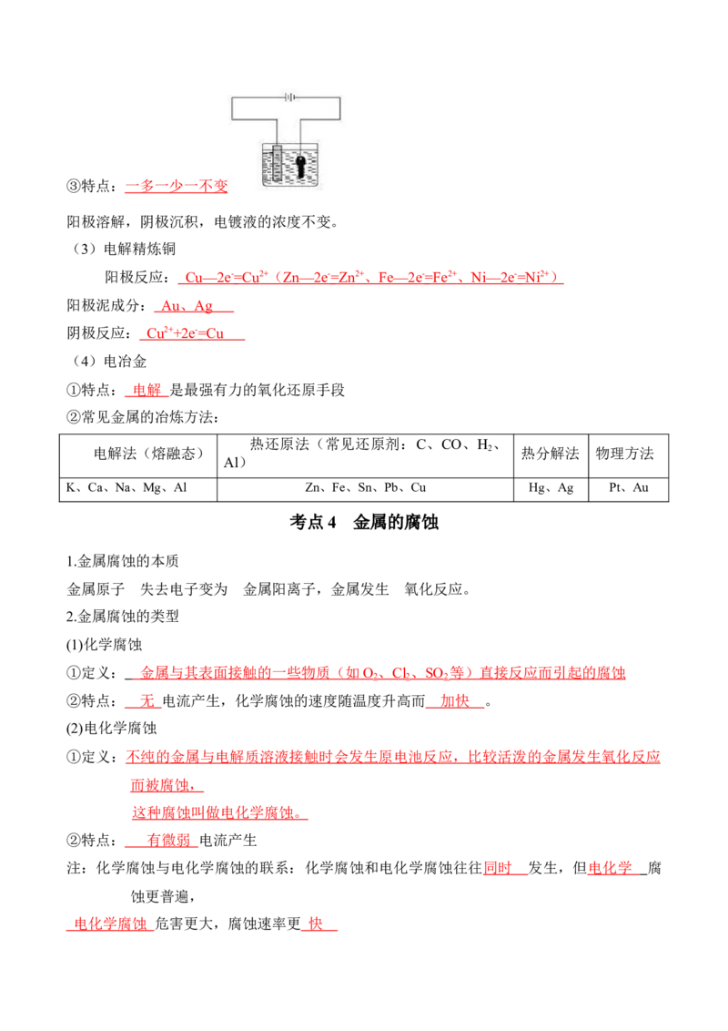 第四章化学反应与电能（知识清单）-人教版2019选择性必修1）_高化_595801221724高中化学新人教版选择性必修一二三电子版教案PPT课件高中试卷_选择性必修1册（人教版）_知识清单