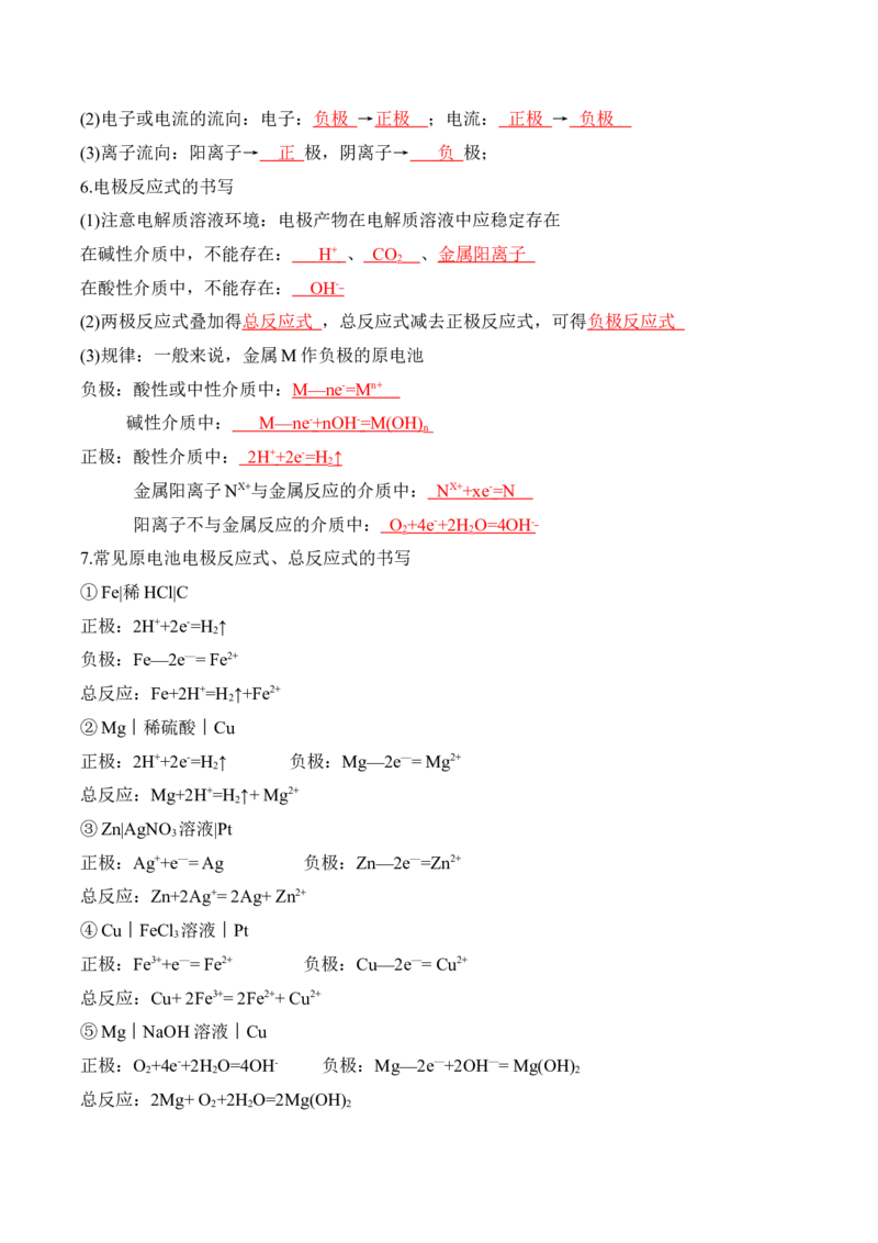 第四章化学反应与电能（知识清单）-人教版2019选择性必修1）_高化_595801221724高中化学新人教版选择性必修一二三电子版教案PPT课件高中试卷_选择性必修1册（人教版）_知识清单