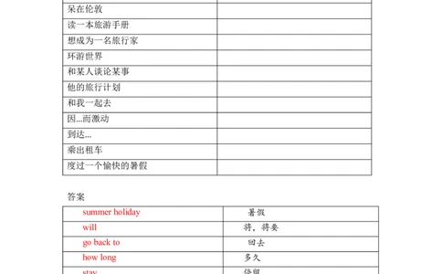 Unit7Summerholidayplans单词、词组默写清单_单词默写