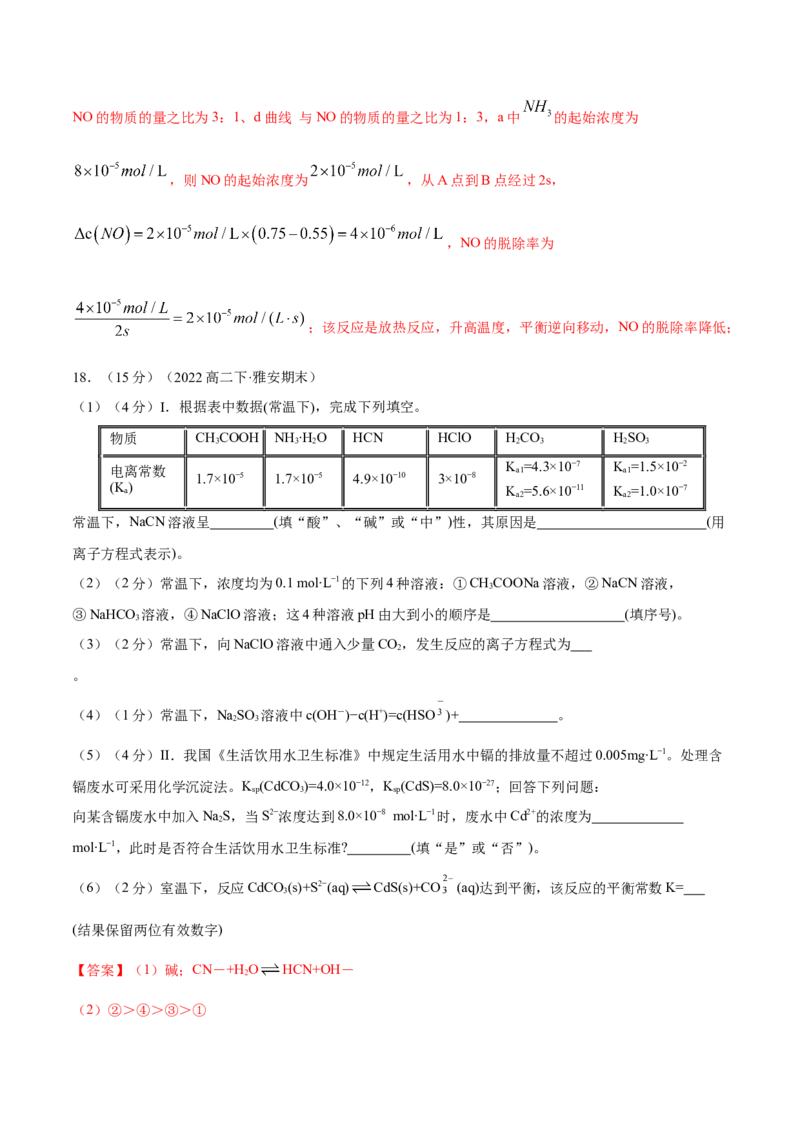 选择性必修一综合测试（提升）（解析版）_高化_595801221724高中化学新人教版选择性必修一二三电子版教案PPT课件高中试卷_选择性必修1册（人教版）_专项练习