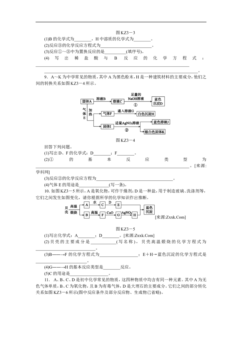 题型突破(三)　物质推断题_初中化学_01.人教版初中化学_07.初中化学中考总复习_2017-2018人教版初中化学专题复习题型突破
