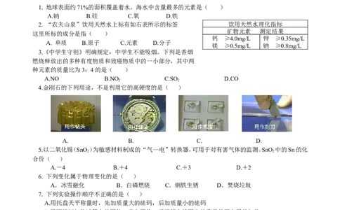 期末试卷（A）_初中化学_01.人教版初中化学_01.初中化学课件PPT--教案--试题_初中化学18年试卷_人教版九年级化学上册2018_九年化学（人教版上册）练习册人(全单元期中期末)