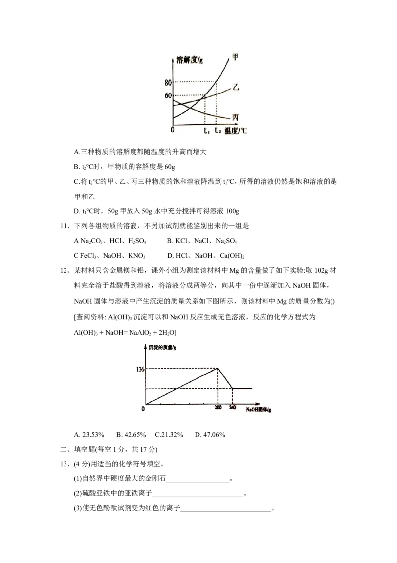 四川省广安市2018年中考理综（化学部分）试题（word版，含答案）_初中化学_01.人教版初中化学_06.初中化学中考真题