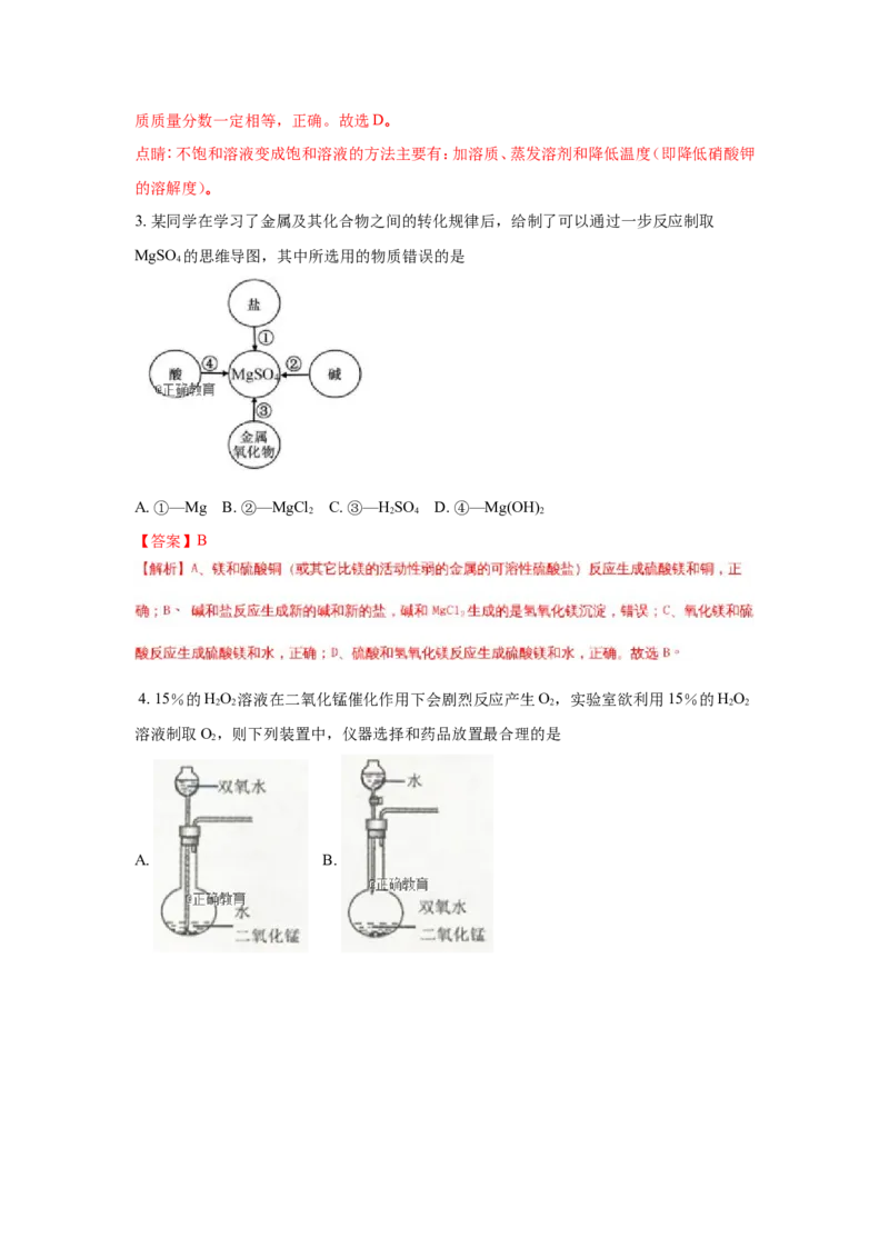 浙江舟山市2018年中考化学试题（word版含解析）_初中化学_01.人教版初中化学_06.初中化学中考真题