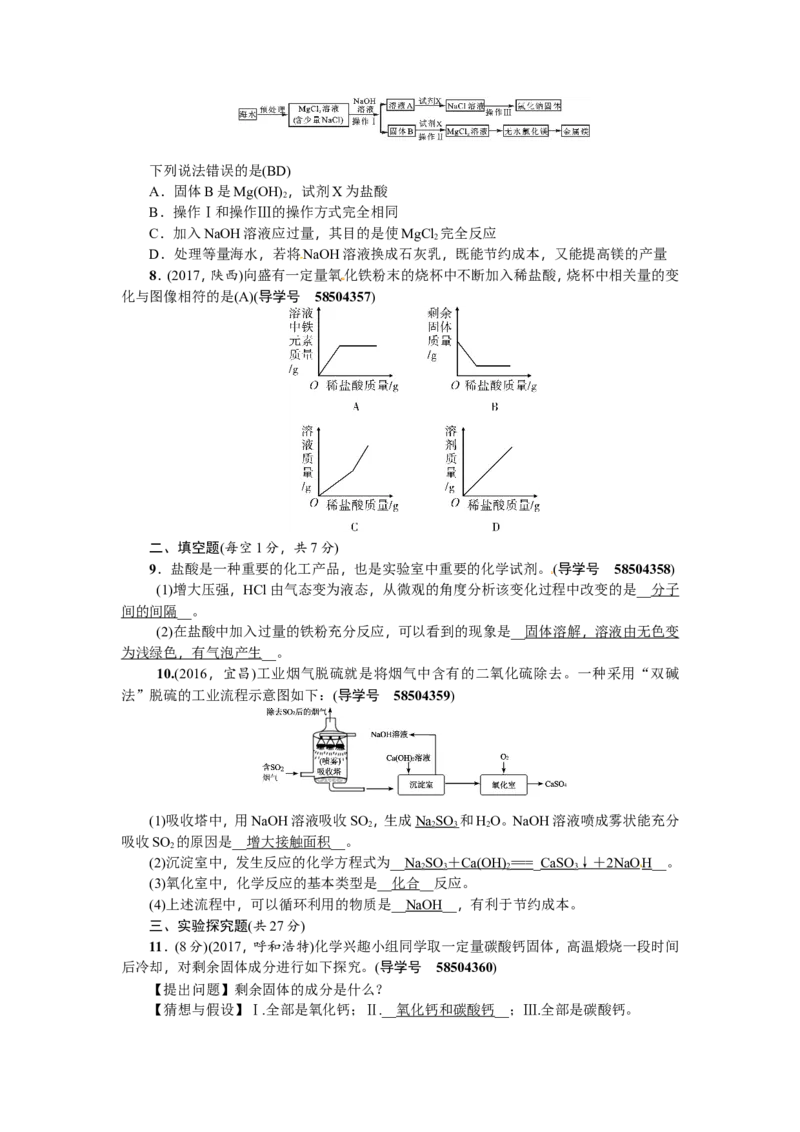 第18讲常见的酸和碱_初中化学_01.人教版初中化学_07.初中化学中考总复习_2018年（聚焦新中考）人教版_2018年（聚焦新中考）人教版考点跟踪突破全套（22份打包）