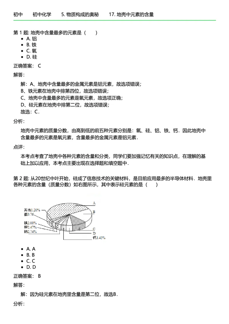 初中化学答案_初中化学_01.人教版初中化学_12.中考化学（赠送）_练习题