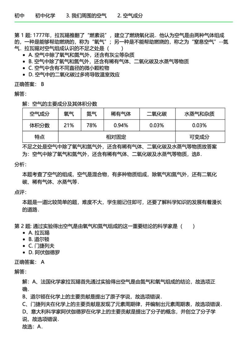 初中化学答案_初中化学_01.人教版初中化学_12.中考化学（赠送）_练习题