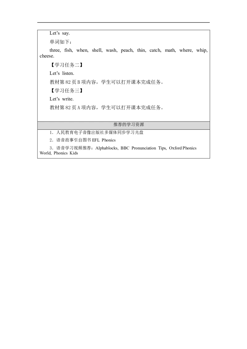 1209五年级英语(人教版)Revision+2（第二课时）-3学习任务单_26春四年级上下册人教版_四上英语合集人教版PEP英语四年级上册新教材（教学视频+课件+动画+音频+练习+教案）_17练习资料