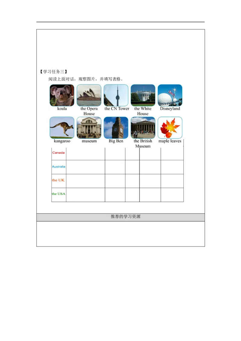 0918六年级英语(人教版)Unit+2+Around+the+World(第二课时)-任务单_26春四年级上下册人教版_四上英语合集人教版PEP英语四年级上册新教材（教学视频+课件+动画+音频+练习+教案）