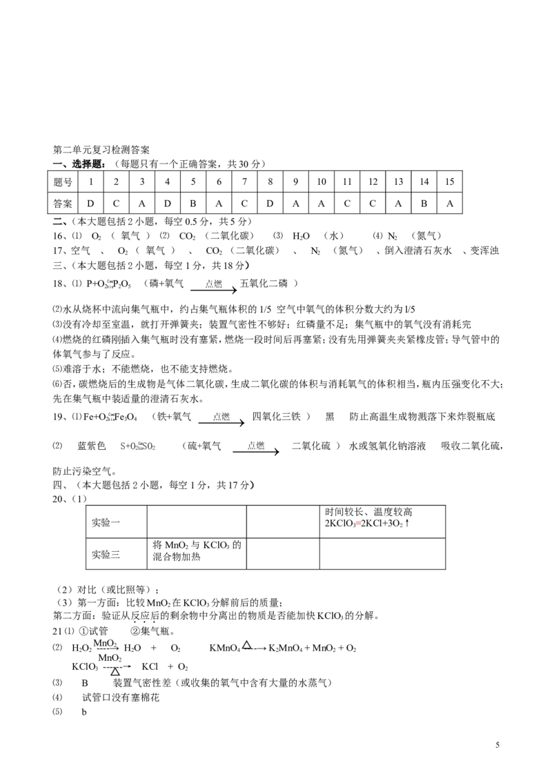 第二单元__《我们周围的空气》试题及答案_初中化学_01.人教版初中化学_01.初中化学课件PPT--教案--试题_初中化学&mdash;课件&mdash;教案&mdash;试题-推荐_9年级上课件教案试题_9年级上试题