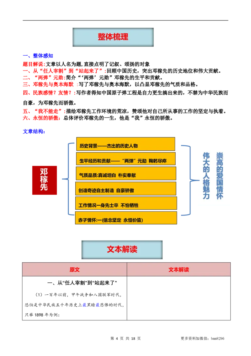 第01讲《邓稼先》_新人教版七下语文学习资料包_9.寒假预习课讲义+作业练习_七下语文寒假预习课