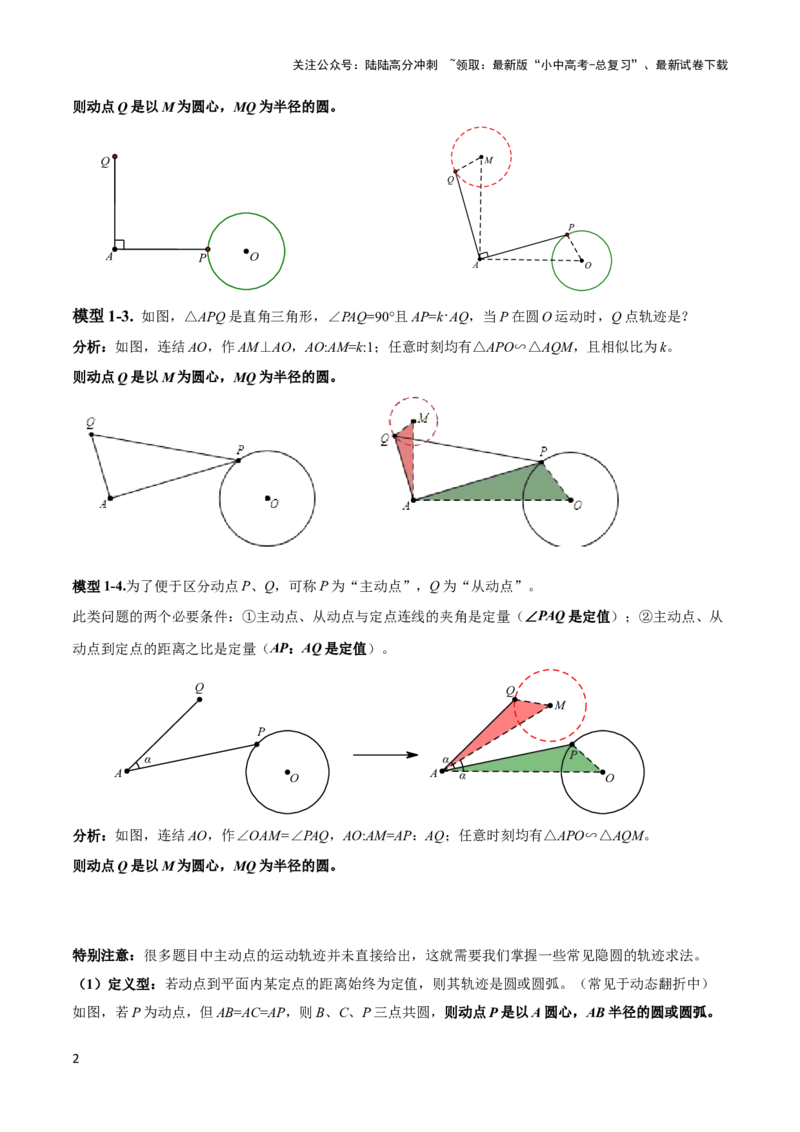 2025年中考数学几何模型综合训练（通用版）专题38最值模型之瓜豆模型（原理）曲线解读与提分精练（教师版）_02中考总复习（2026版更新中）_02-数学-中考总复习_2025中考复习资料