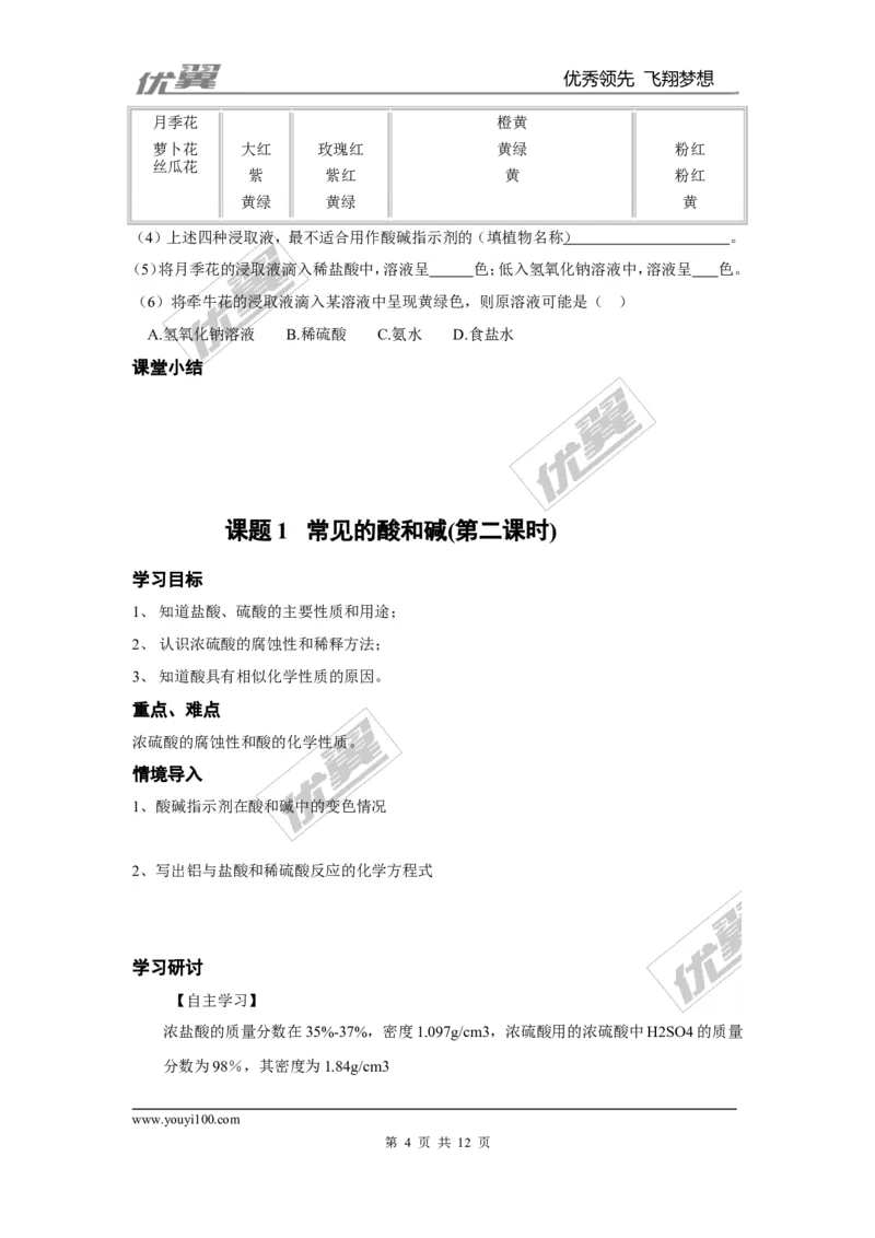 课题1常见的酸和碱_初中化学_01.人教版初中化学_01.初中化学课件PPT--教案--试题_初中化学全套(课件--教案--配套)_18年初中化学9年级下_18春九化下(RJ)--3.精品学案_3.第十单元酸和碱