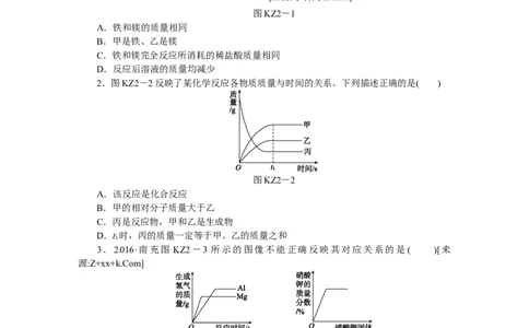 题型突破(二)　曲线图像题_初中化学_01.人教版初中化学_07.初中化学中考总复习_2017-2018人教版初中化学专题复习题型突破