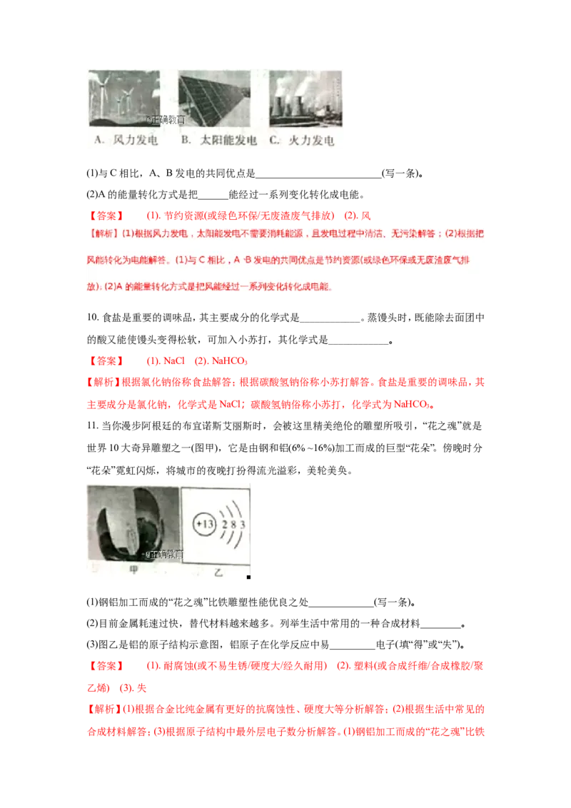 山西省2018年中考化学试题（word版含解析）_初中化学_01.人教版初中化学_06.初中化学中考真题